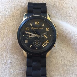 Michael Kors Black Rubber and Gold Watch